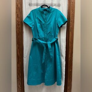 NWOT Lafayette 148 New York Teal Belted Dress Size 12
